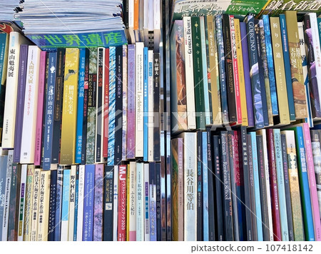 Illustrated catalog of used books lined up in stores Illustrated catalog of used books lined up in stores 107418142