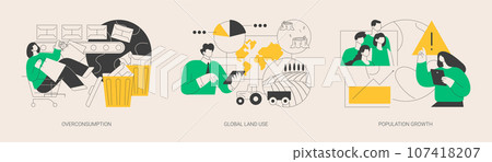 Global environmental data abstract concept vector illustrations. 107418207