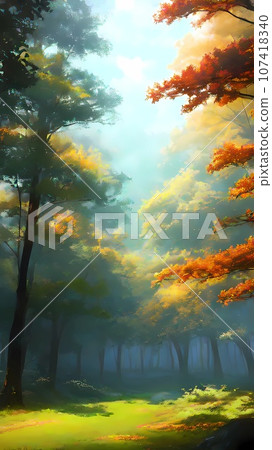 Fog in the forest landscape nature scenery... - Stock Illustration ...