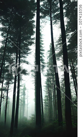 Fog in the forest landscape nature scenery illustration Fog in the forest landscape nature scenery illustration 107418356