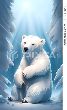 Polar bear 3D cartoon character design illustration Polar bear 3D cartoon character design illustration 107418412
