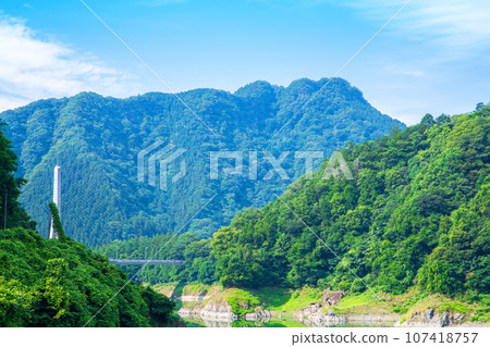 西秩父桃花湖、俳閣水壩、山頂風景、秩父市上吉田 107418757