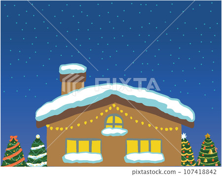 夜空、雪屋和聖誕樹的背景圖 夜空、雪屋和聖誕樹的背景圖 107418842