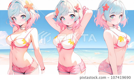 手绘卡通漂亮的泳装女孩插画 手绘卡通漂亮的泳装女孩插画 107419690