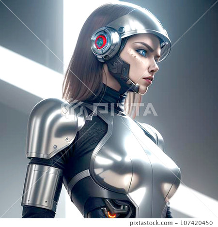 Female super soldier with sharp eyes Female super soldier with sharp eyes 107420450