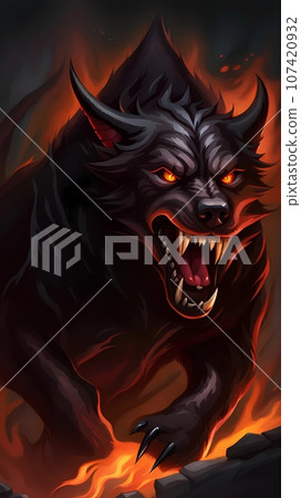 3D hellhound cartoon character design illustration 3D hellhound cartoon character design illustration 107420932