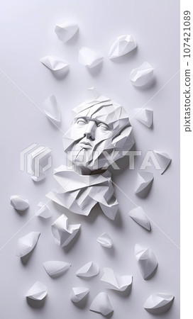 Crumpled paper cartoon character illustration  107421089