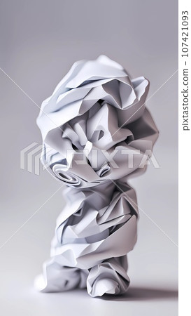 Crumpled paper cartoon character illustration Crumpled paper cartoon character illustration 107421093