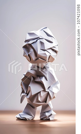 Crumpled paper cartoon character illustration Crumpled paper cartoon character illustration 107421098