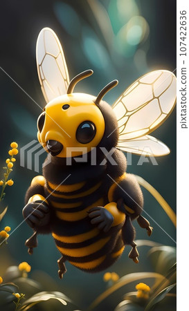 3D bee cartoon character design concept illustration 3D bee cartoon character design concept illustration 107422636