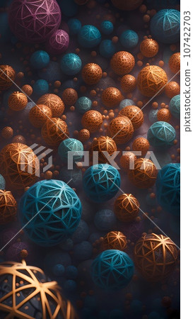 glowing abstract molecules on the dark background 107422703