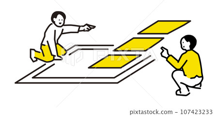 Illustration of a meeting about the composition of a video Illustration of a meeting about the composition of a video 107423233