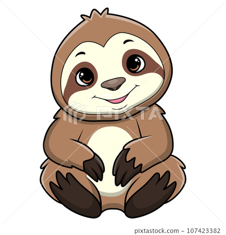 Cute little sloth cartoon on white background Cute little sloth cartoon on white background 107423382