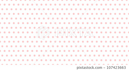 Polka dot seamless pattern. Pink repeated dots on white background. Swatch template for textile, fabric, plaid, tablecloths, clothes. Vector wallpaper 107423663