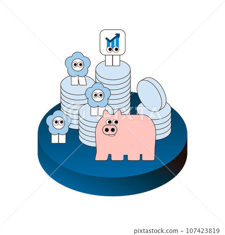 Stacking coins and characters related to money Stacking coins and characters related to money 107423819