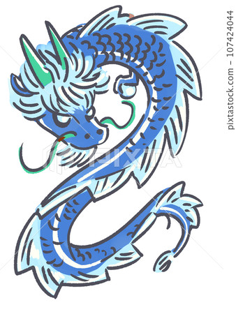 一條起伏的藍龍的插圖 107424044