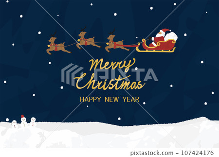 聖誕卡側聖誕老人攜帶禮物 107424176