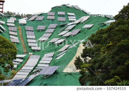 Solar panels installed on the slope Solar panels installed on the slope 107424533