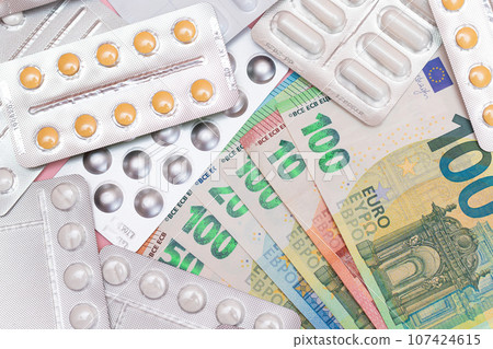 Pills and Capsules on the Euro Banknotes 107424615