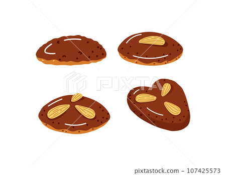 Set of vector lebkuchen german traditional cookies for winter,advent time Set of vector lebkuchen german traditional cookies for winter,advent time 107425573