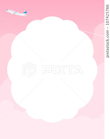 飛機和粉紅雲彩/天空框架/背景材料(垂直方向) 飛機和粉紅雲彩/天空框架/背景材料(垂直方向) 107425766