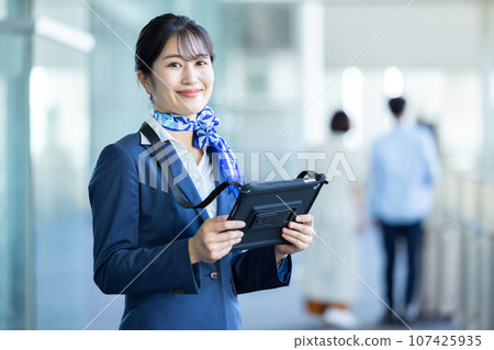 Airport ground staff guiding Airport ground staff guiding 107425935