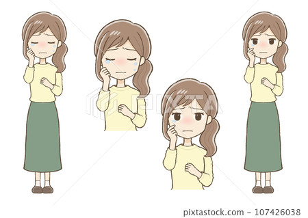 Sad and tearful woman in long skirt Sad and tearful woman in long skirt 107426038