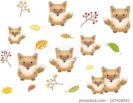 Fox seamless pattern B-2 Drawing paper Fox seamless pattern B-2 Drawing paper 107426041
