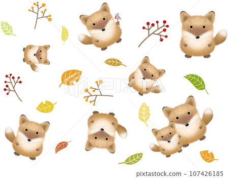 Fox seamless pattern C-2 Drawing paper - Stock Illustration [107426185 ...