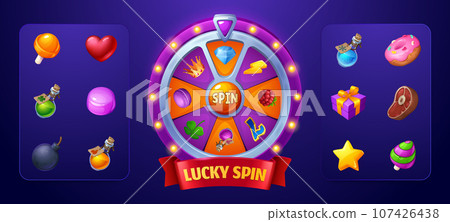 Fortune spin wheel ui game vector lottery design 107426438