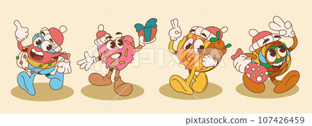 Groovy and funny retro vintage character vector Groovy and funny retro vintage character vector 107426459