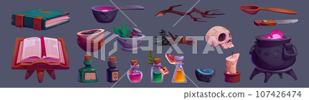 Witch or wizard magic elements set. Witch or wizard magic elements set. 107426474