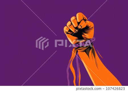 person holding world violence day ribbon symbol. generate AI 107426823