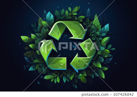 Recycle symbol on hand and bag, sustainable and eco environment concept. Generative AI Recycle symbol on hand and bag, sustainable and eco environment concept. Generative AI 107426842