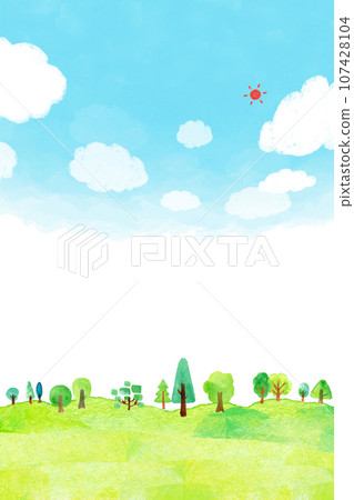 自然豐富的山水彩背景素材背面圖片 107428104