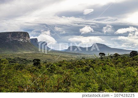 View from the top of the hill of the father inacio, morro do pai inacio, Chapada Diamantina, Bahia, Brazil 107428225
