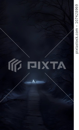 Dark and cold winter landscape illustration Dark and cold winter landscape illustration 107428969