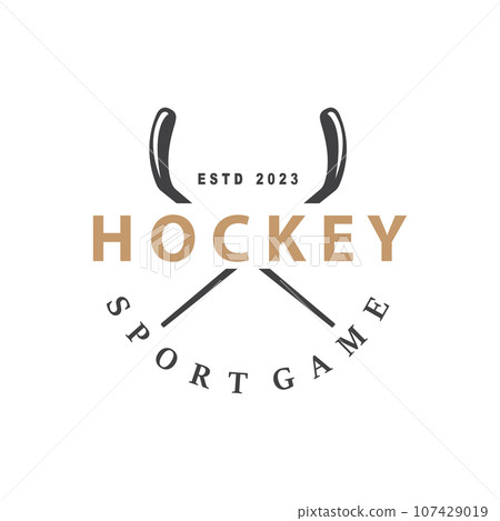 Hockey Logo Design, Sports Game Symbol Template 107429019