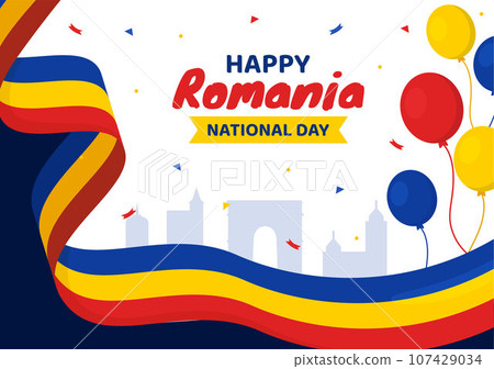 Romania National Day Vector Illustration on 1st December with Waving Flag Background in Romanian Great Union Memorial holiday Flat Cartoon Design Romania National Day Vector Illustration on 1st December with Waving Flag Background in Romanian Great Union Memorial holiday Flat Cartoon Design 107429034