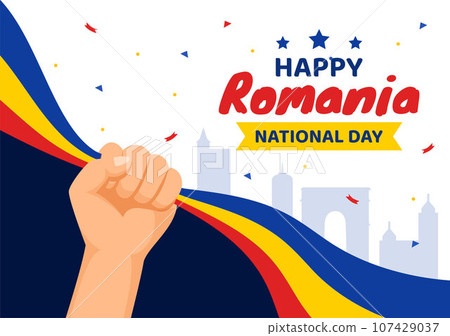 Romania National Day Vector Illustration on 1st December with Waving Flag Background in Romanian Great Union Memorial holiday Flat Cartoon Design Romania National Day Vector Illustration on 1st December with Waving Flag Background in Romanian Great Union Memorial holiday Flat Cartoon Design 107429037
