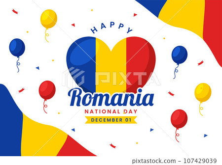 Romania National Day Vector Illustration on 1st December with Waving Flag Background in Romanian Great Union Memorial holiday Flat Cartoon Design Romania National Day Vector Illustration on 1st December with Waving Flag Background in Romanian Great Union Memorial holiday Flat Cartoon Design 107429039