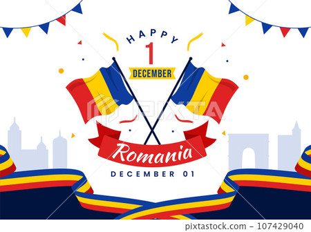 Romania National Day Vector Illustration on 1st December with Waving Flag Background in Romanian Great Union Memorial holiday Flat Cartoon Design Romania National Day Vector Illustration on 1st December with Waving Flag Background in Romanian Great Union Memorial holiday Flat Cartoon Design 107429040