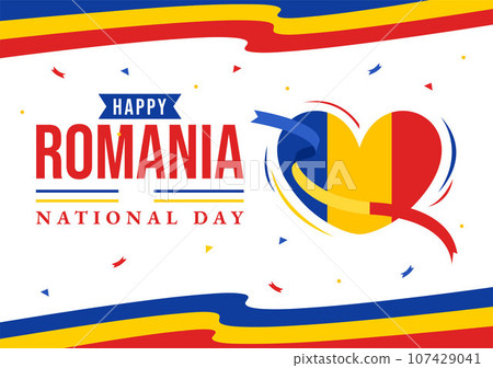 Romania National Day Vector Illustration on 1st December with Waving Flag Background in Romanian Great Union Memorial holiday Flat Cartoon Design Romania National Day Vector Illustration on 1st December with Waving Flag Background in Romanian Great Union Memorial holiday Flat Cartoon Design 107429041