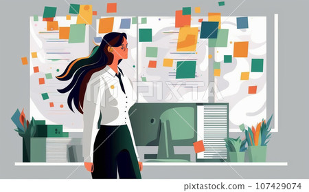 A woman with many work schedules A woman with many work schedules 107429074