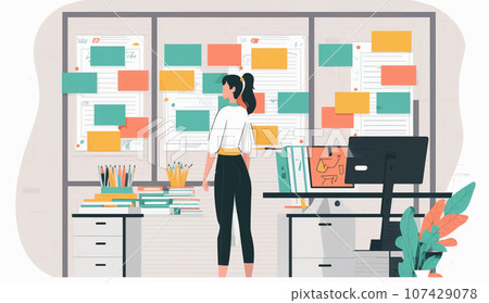 A woman with many work schedules A woman with many work schedules 107429078