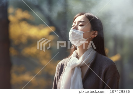 Woman in a mask AI generated image AI image 107429886