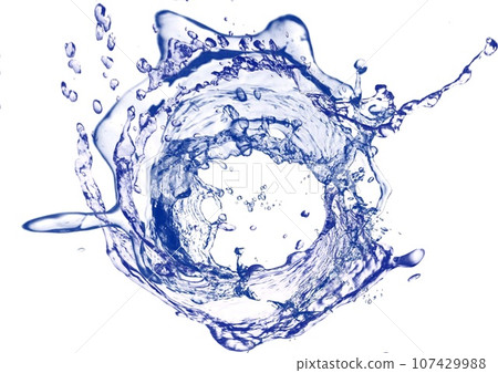 白色背景與抽象藍色飛濺漩渦 107429988