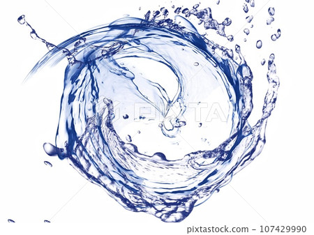 白色背景與抽象藍色飛濺漩渦 107429990