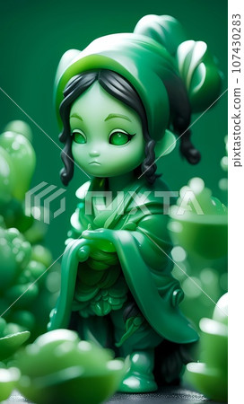 3D jade stone cartoon character design illustration 107430283