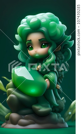 3D jade stone cartoon character design illustration 107430285
